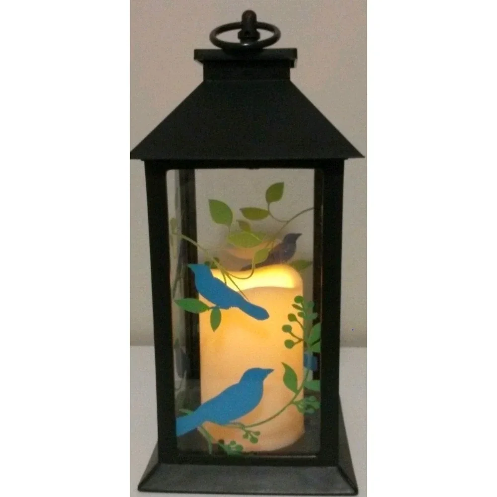 New Birds Light‎ Up Candle Lantern Memorial Night Light Porch Deck
